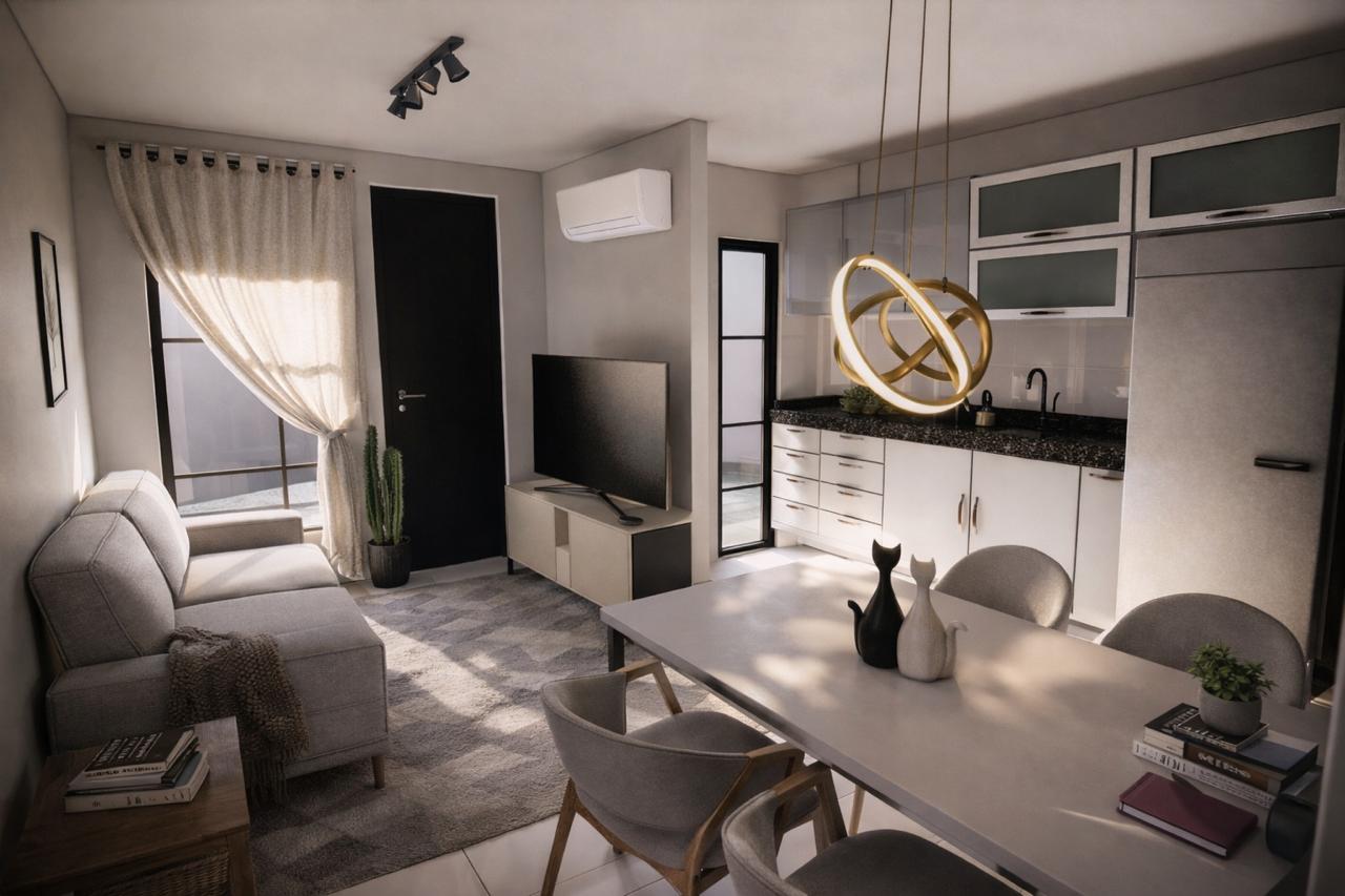 Sala integrada do Residencial San Carlo em Varginha